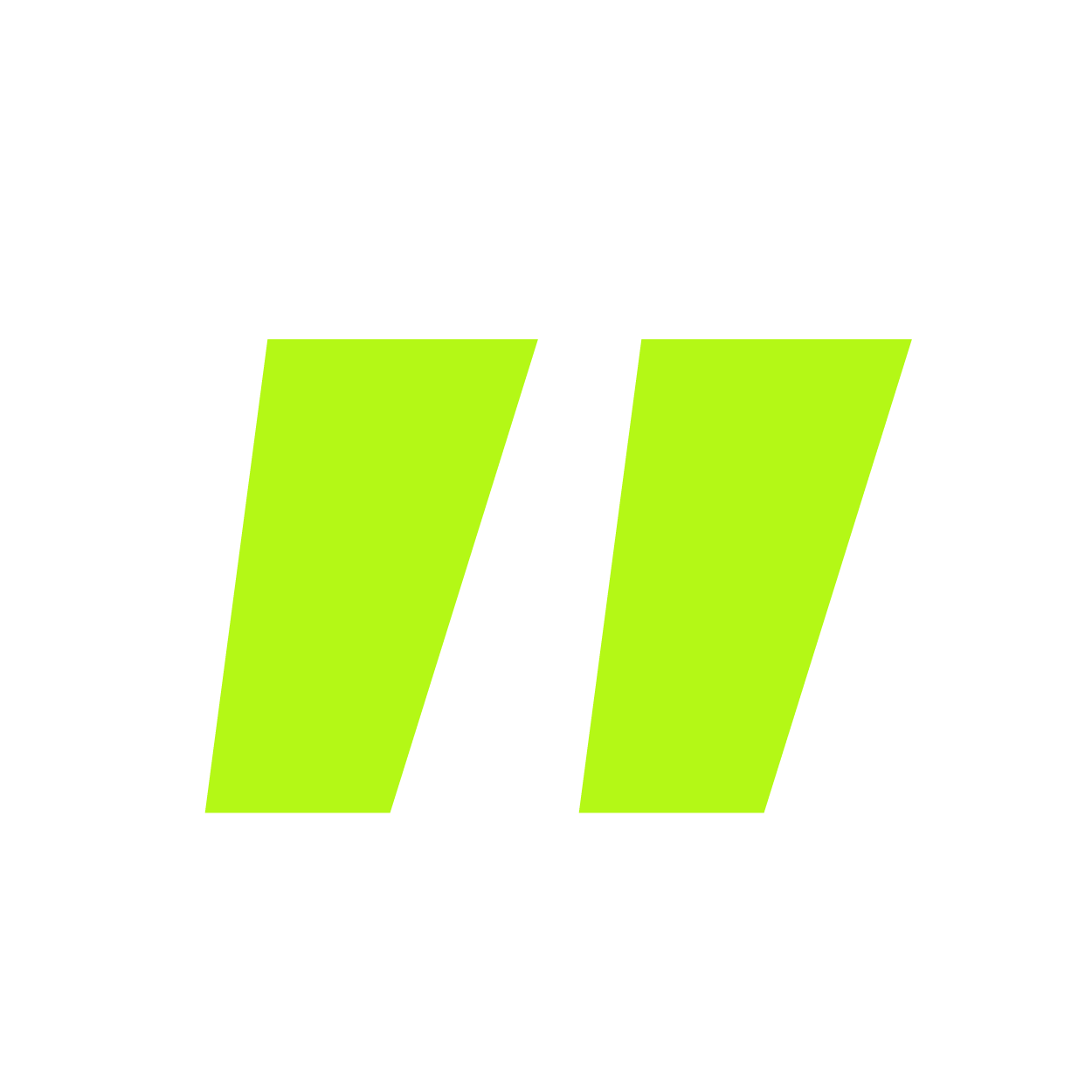 Das Logo zeigt zwei grüne, parallele, rechteckige Formen mit abgewinkelten Seiten auf schwarzem Hintergrund.