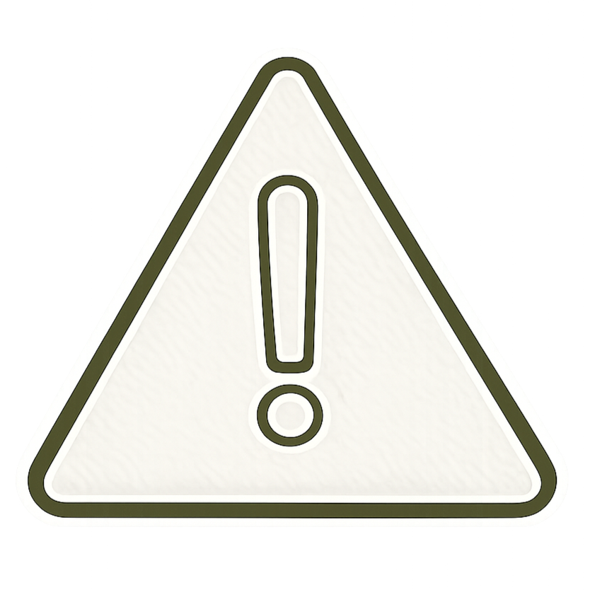 A warning sign with a large exclamation mark inside a triangle.