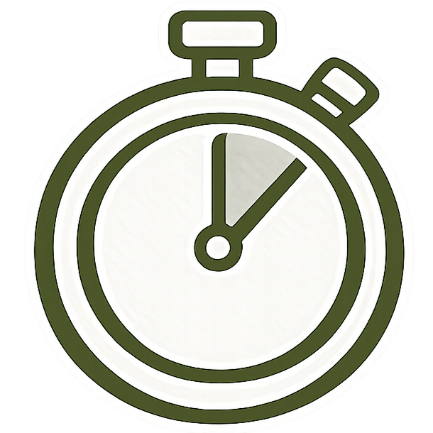Illustration of a stopwatch showing a time of approximately 1:05.