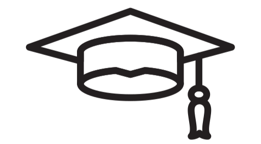 A black and white clip art rendering of a graduation cap