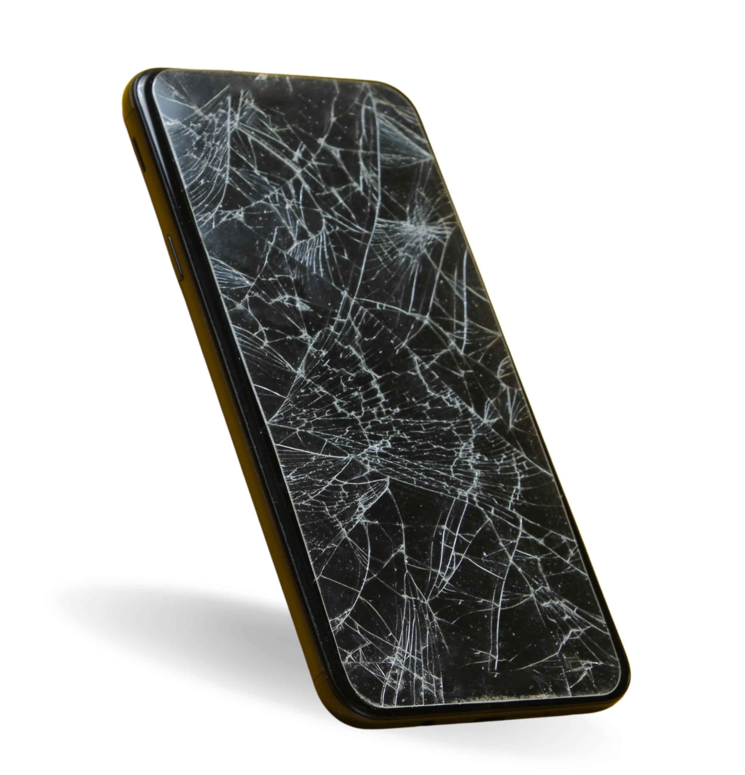 Smartphone with a severely cracked and shattered screen, angled against a black background.  | Dr Matthew Breuninger | Therapist, Catholic Speaker, Course Creator, and Author | Steubenville, OH