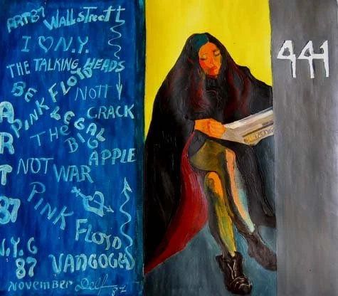 "Girl on the subway" / oil on canvas /