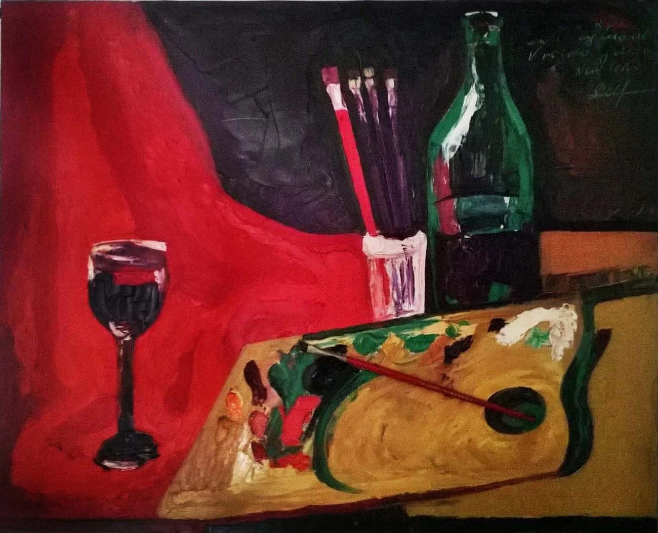 Bodegón con pincel / oil on canvas / 26 x 32"
