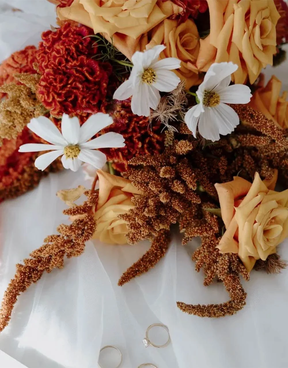 Close-up of a bouquet of autumn flowers.