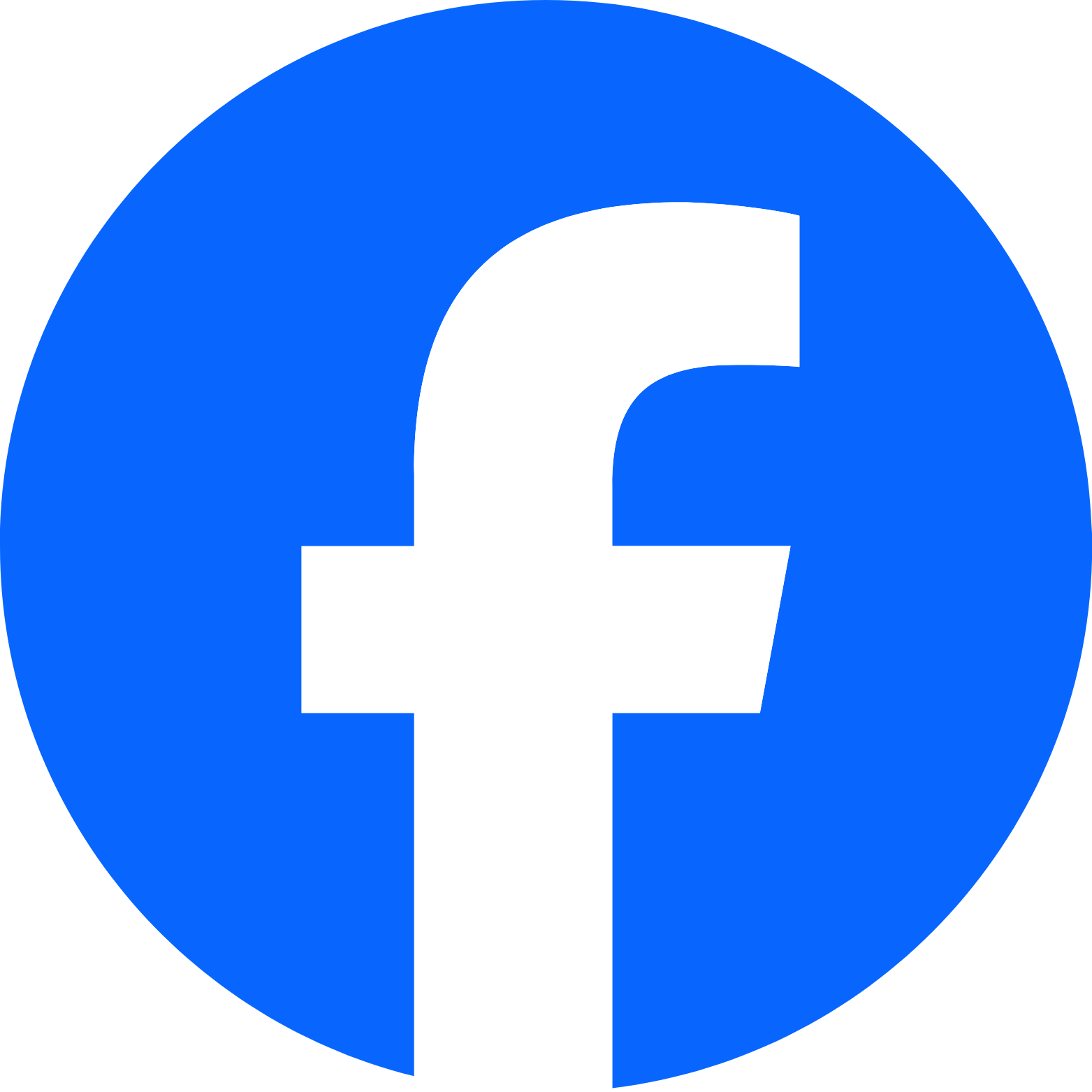 Facebook logo with a white lowercase 'f' on a blue circular background.