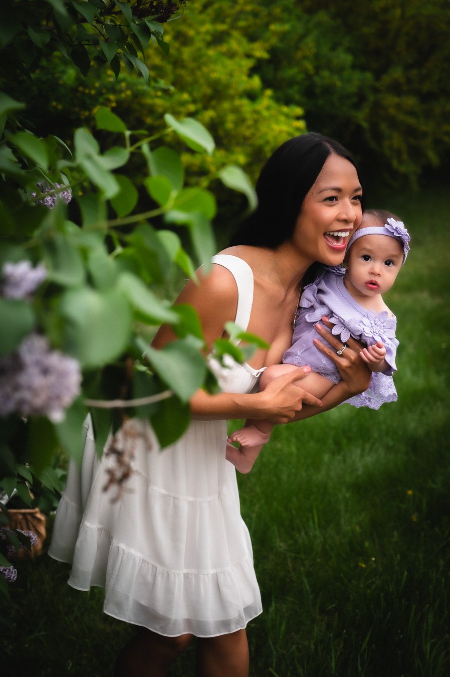Mother/ daughter lifestyle photos with flowers.