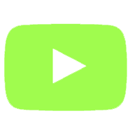 Neon green YouTube play button logo with a link to youtube