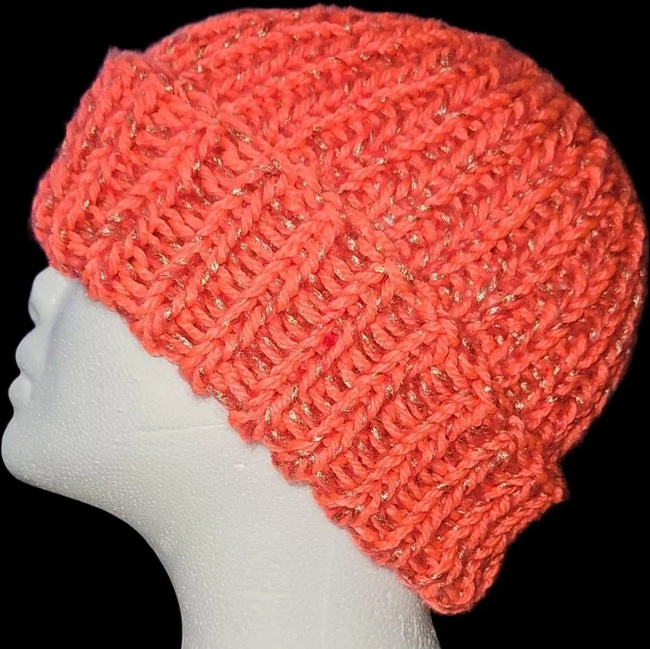 Chunky Knit Sparkly Neon Pink Beanie