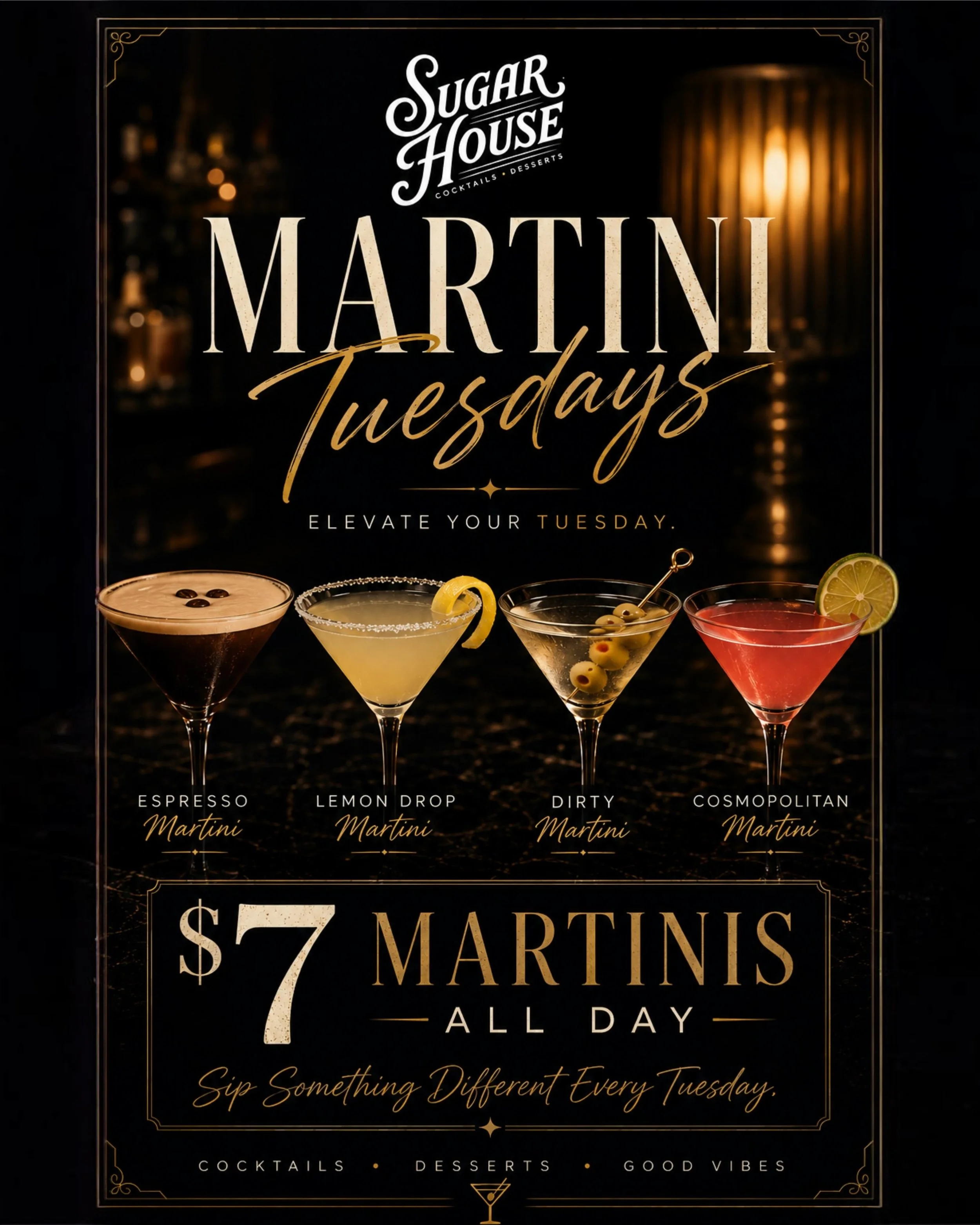 ✨ NOW INTRODUCING MARTINI TUESDAYS ✨

$7 Martinis &bull; All Day &bull; Every Tuesday 🍸

Your new Tuesday tradition starts here.

Tag your martini crew below. 👇

#SugarHouseNC #MartiniTuesday #RaleighNC #RaleighNightlife #GlenwoodSouth