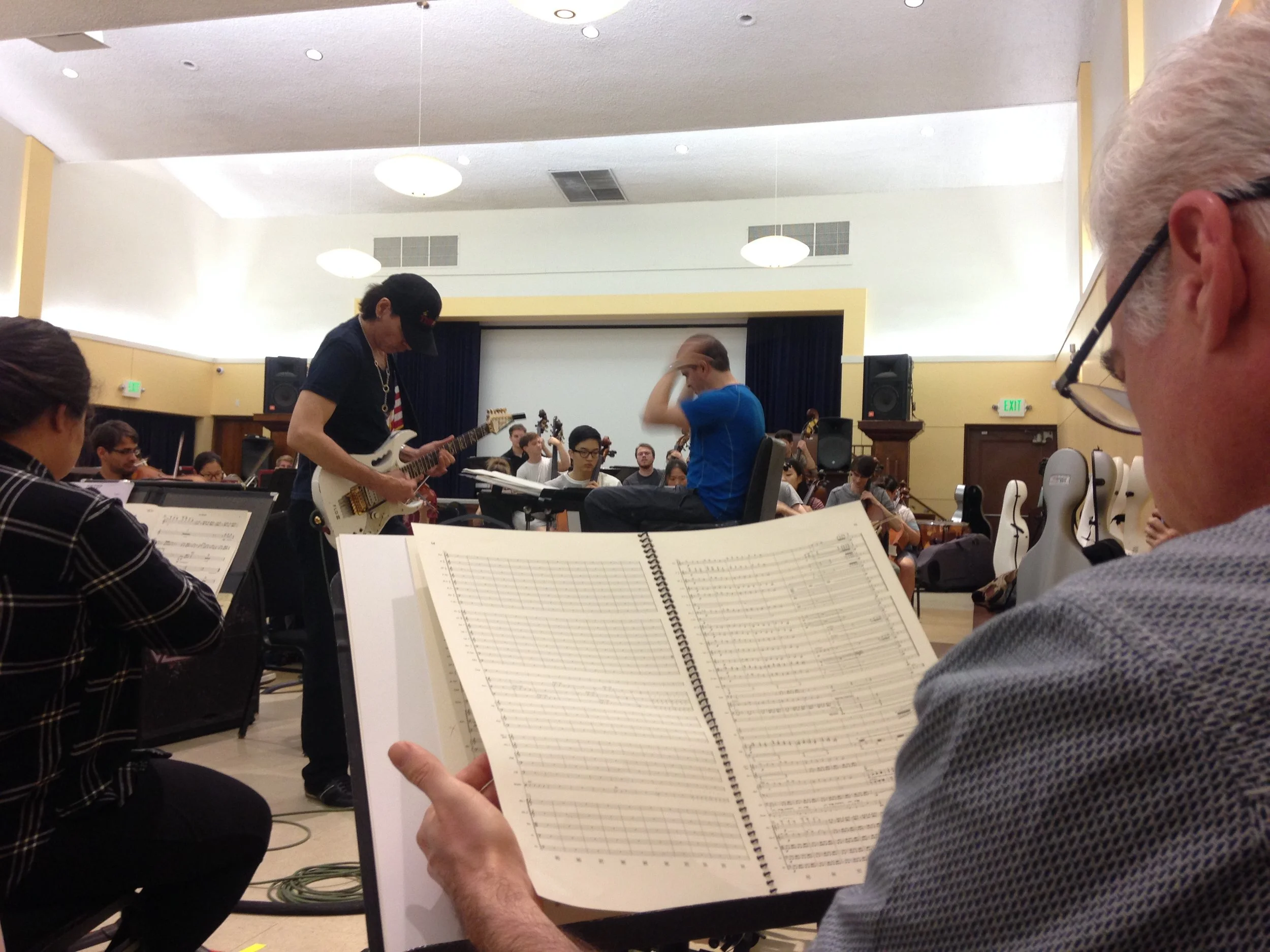 In rehearsal with Steve Vai