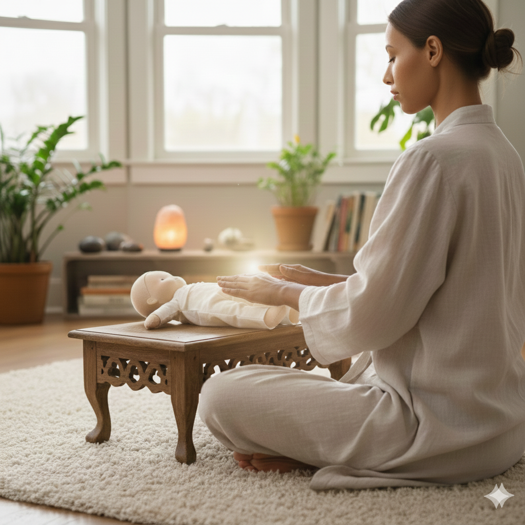Woman sending remote reiki