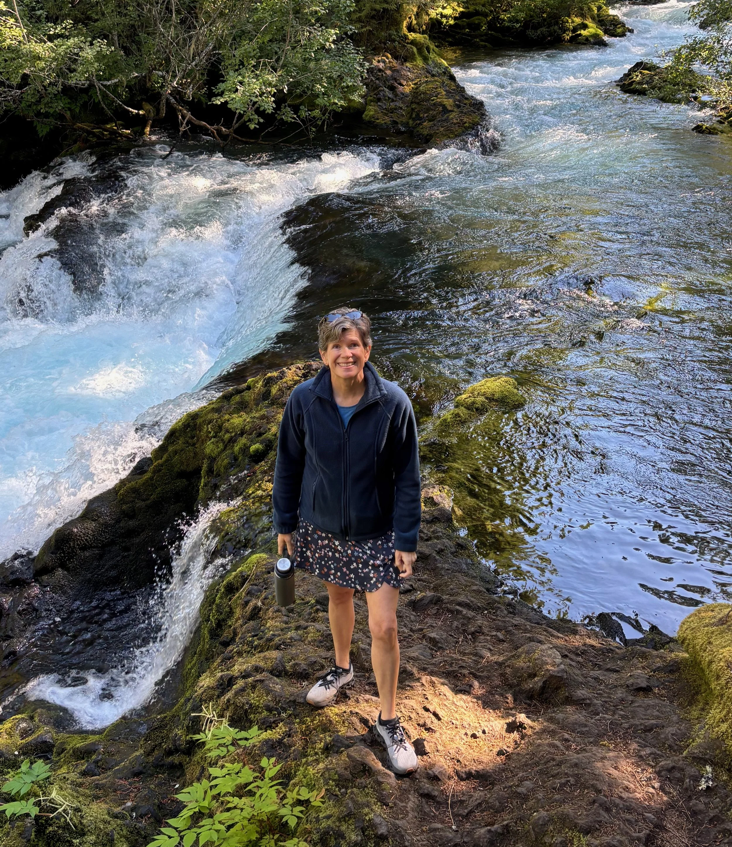Megan Hassen hiking along the McKenzie River
