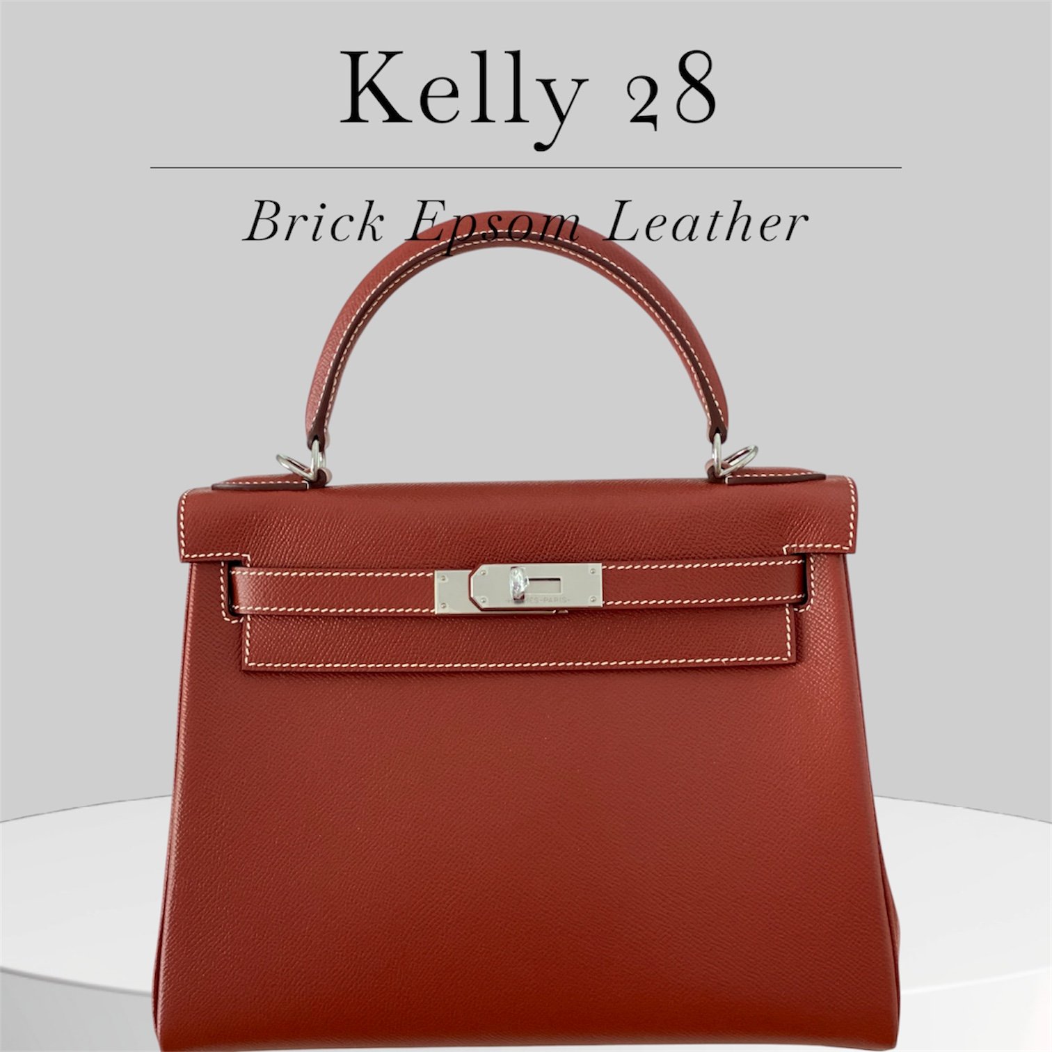 Kelly 28 in Brick. Epsom leather, Silver Hardware and Strap.