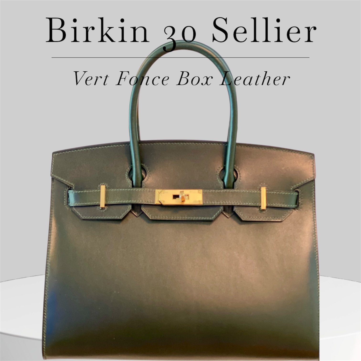 Birkin 30 Sellier in Vert Fonce. Genuine box leather with gold hardware