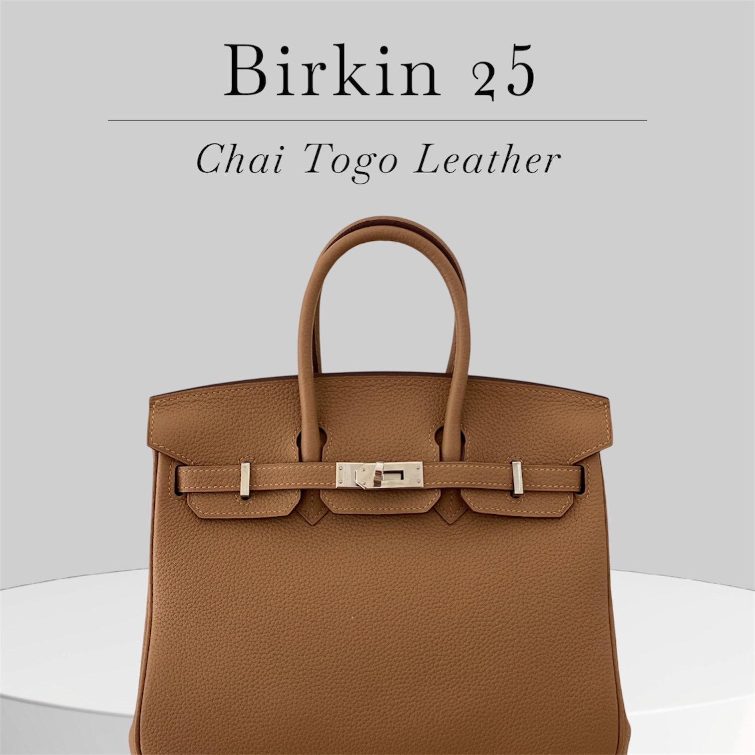 Birkin 25 in Chai. Togo leather. Silver hardware.