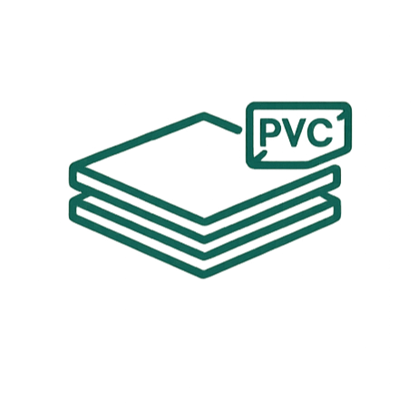 PVC-free signage and graphics materials icon representing environmentally responsible substrate alternatives for commercial interiors.