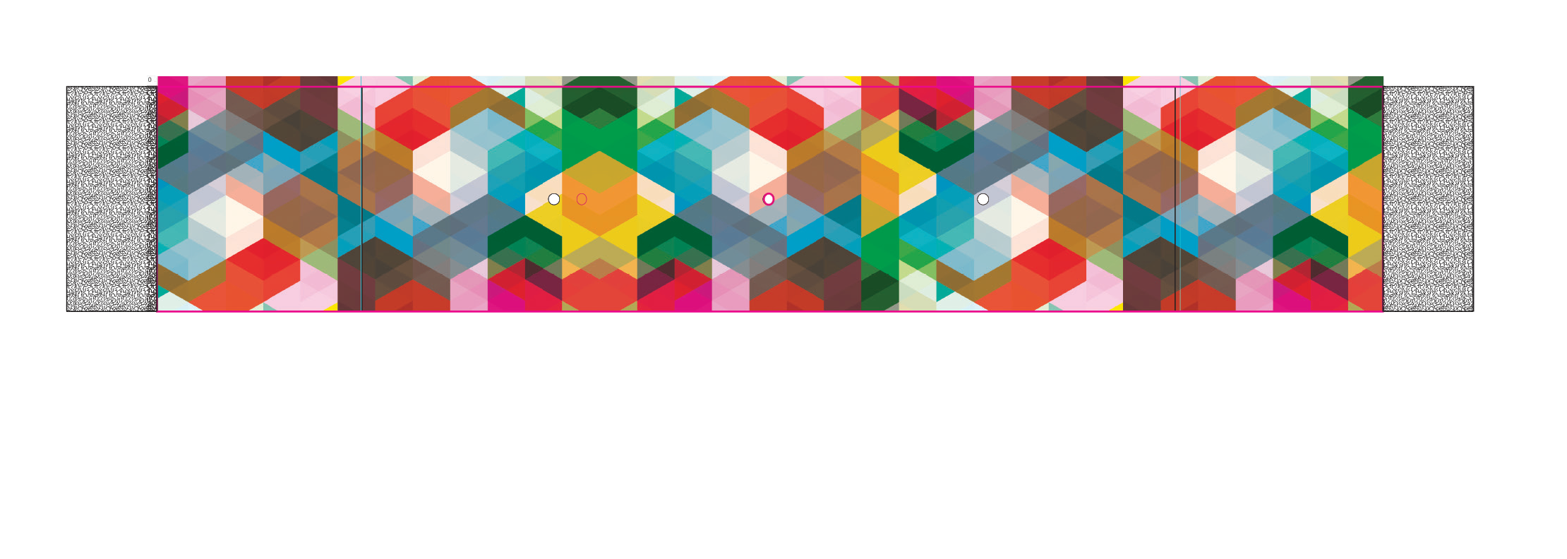 Abstract multicolor hexagon wall mural design used for custom commercial wallcovering and branded interior spaces