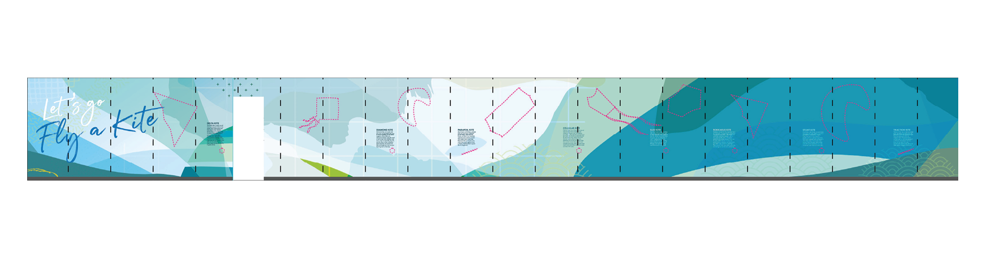 Soft gradient wall graphic concept for corporate environmental branding and interior design applications.