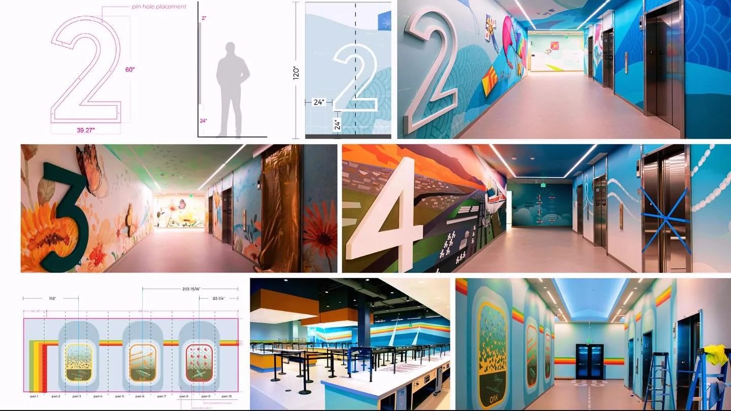 Completed a fun environmental graphic design project in San Jose that brought the theme of flight out in every floor through kites, butterflies and planes #graphicdesign #wallpaper #3dsigns