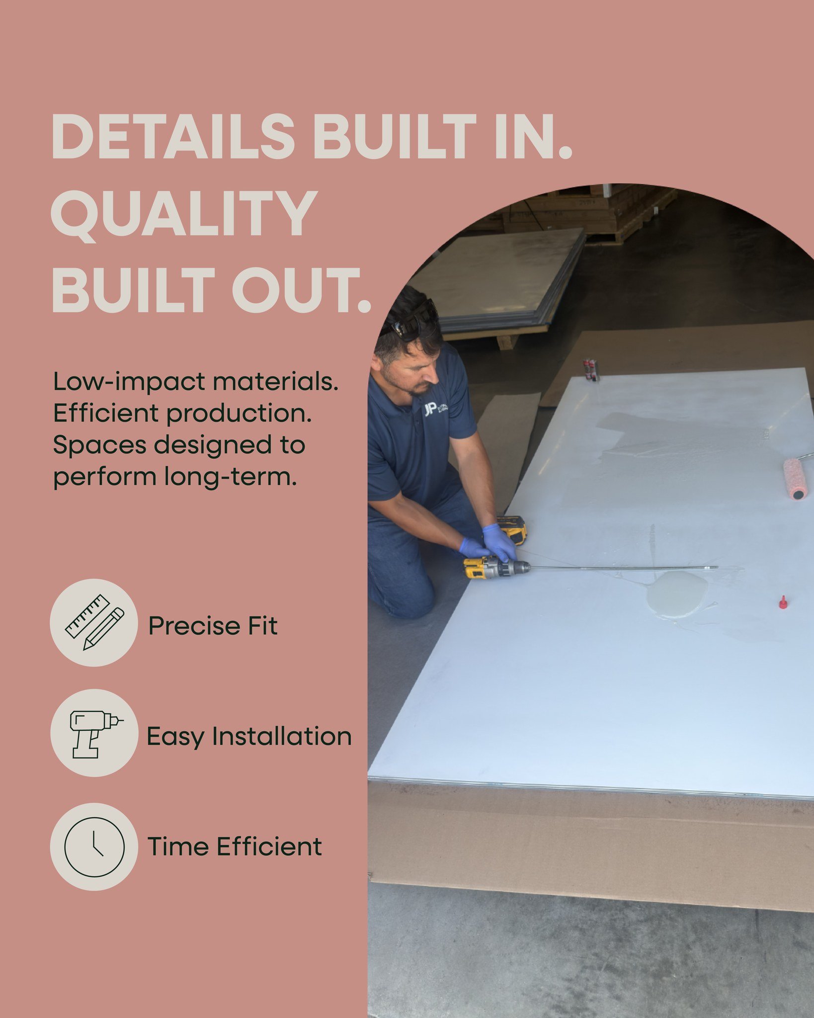 Every detail matters long before installation day. From material prep to final placement, precision at every stage helps ensure a seamless finish in the built environment.

Thoughtfully fabricated. Professionally installed. Built to perform long-term