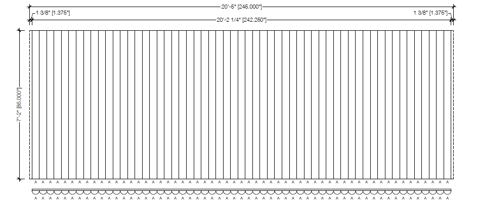 Custom vertical acoustic feature wall shop drawing with detailed dimensions for commercial interior architectural installation.