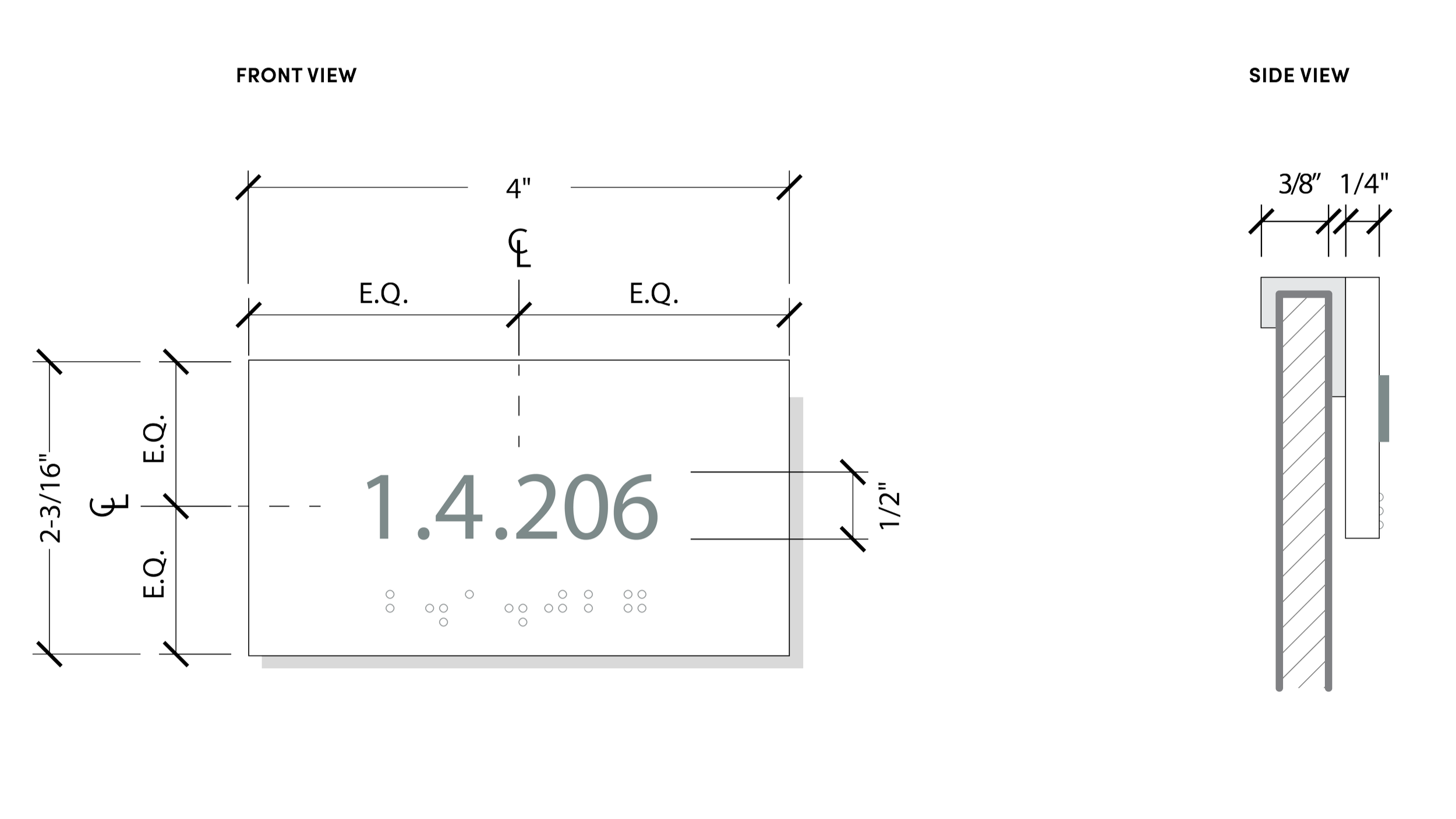 ADA-compliant workstation identification sign elevation with dimensions and braille details for eBay Salt Lake City by JP Digital Imaging