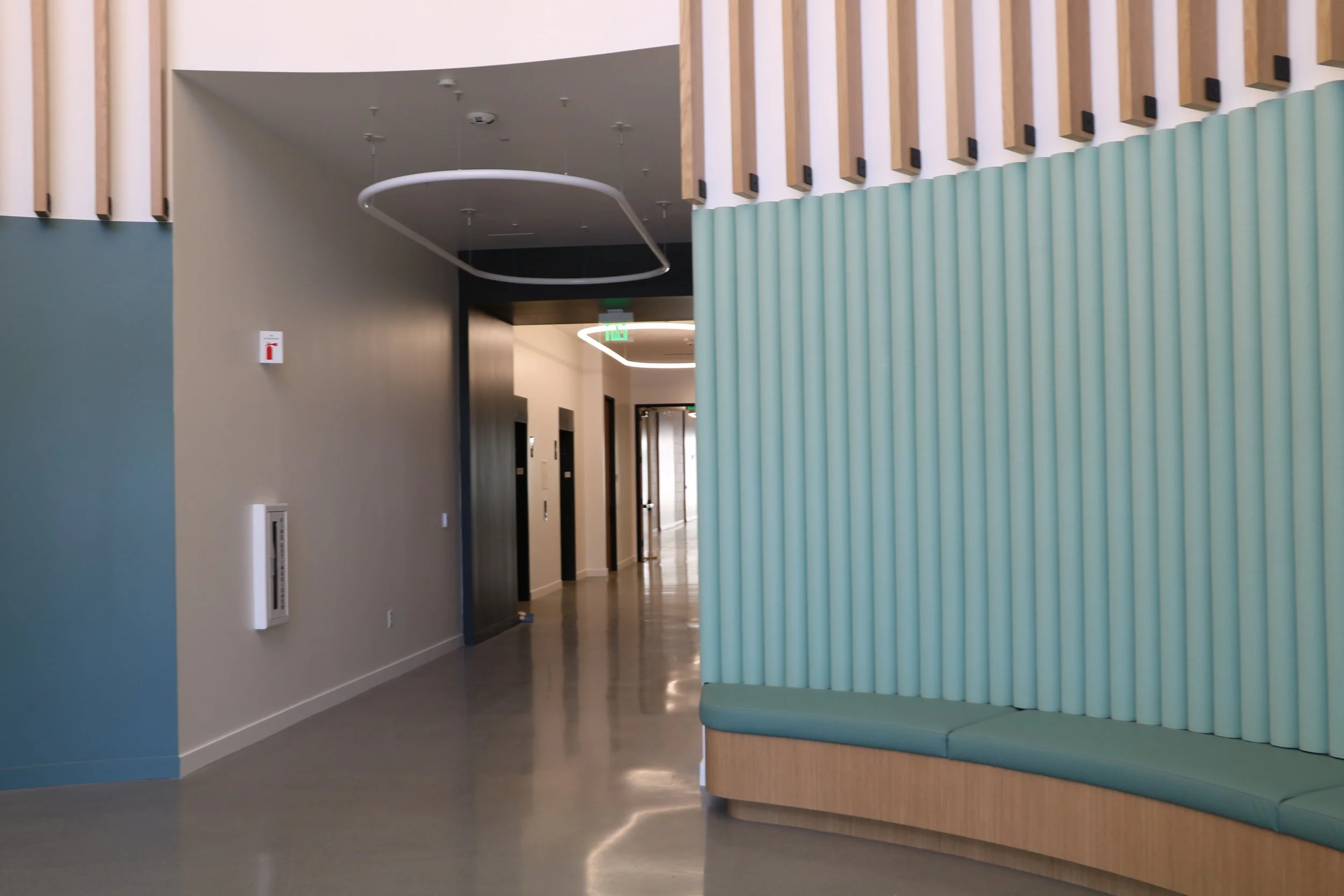 Commercial interior space featuring FilzFelt ARO Plank acoustic felt wall panels used for both design impact and acoustic performance.