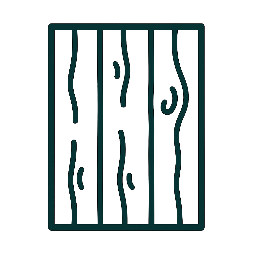 Architectural wood icon representing wood wall panels, veneer systems, slat walls, and custom commercial wood installations