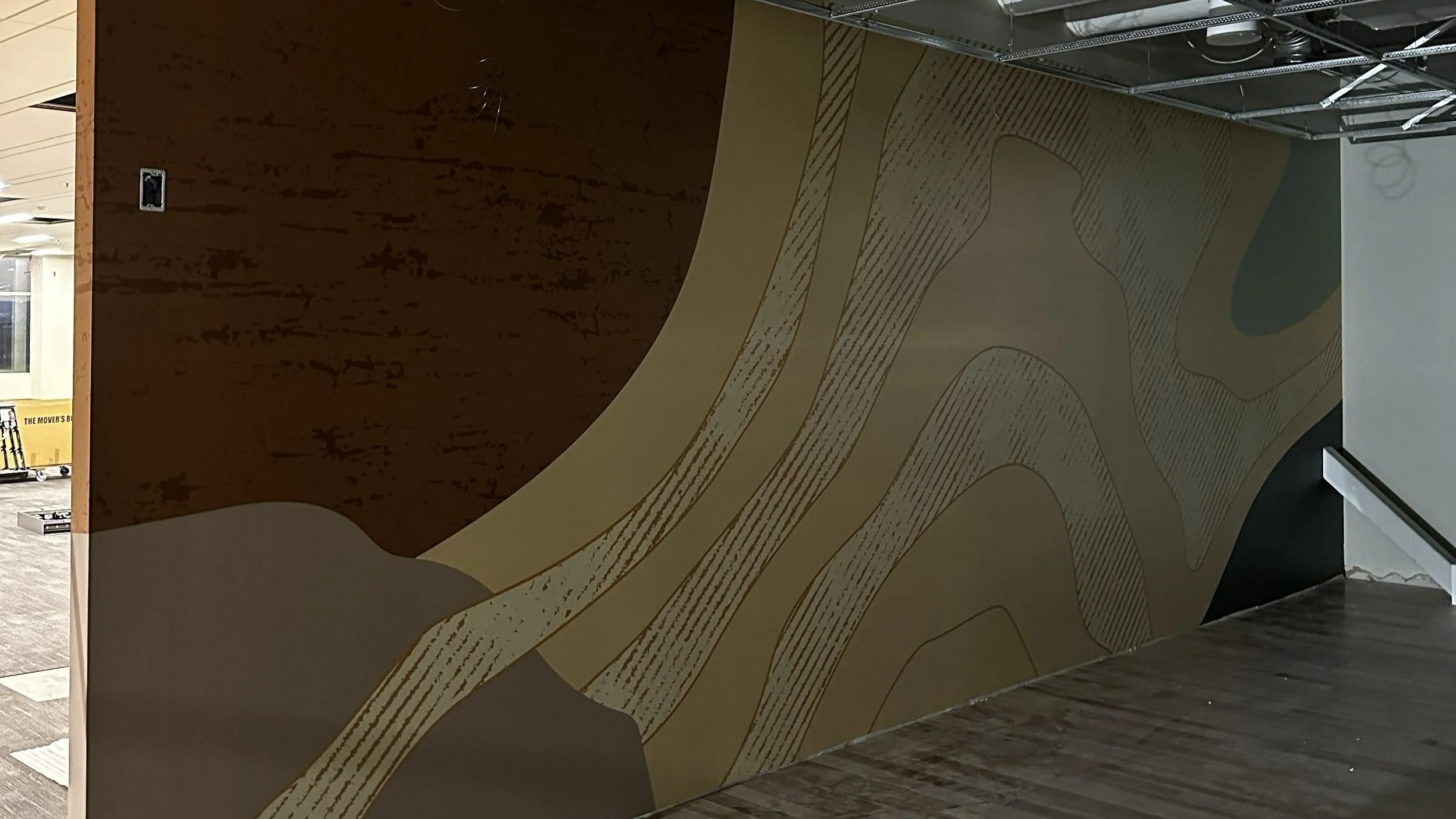 Finished feature wall with large-format environmental graphic in eBay Salt Lake City office by JP Digital Imaging