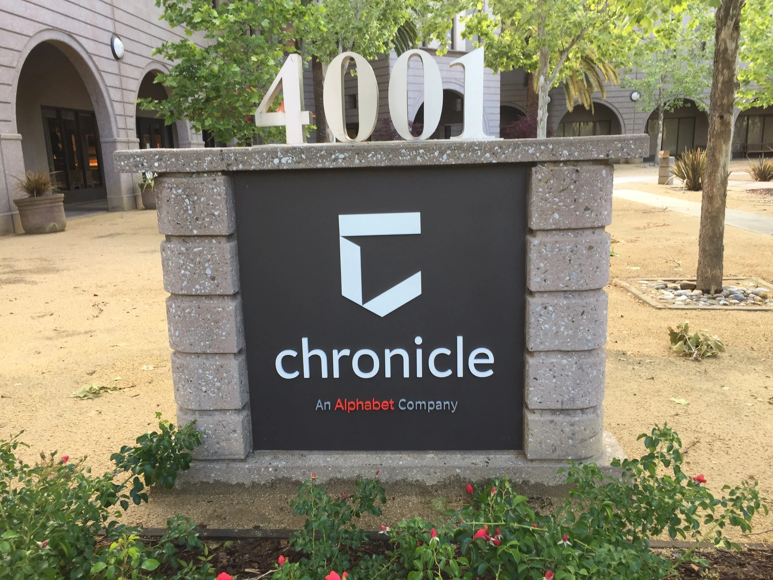 Exterior Chronicle monument signage providing high-visibility corporate identification