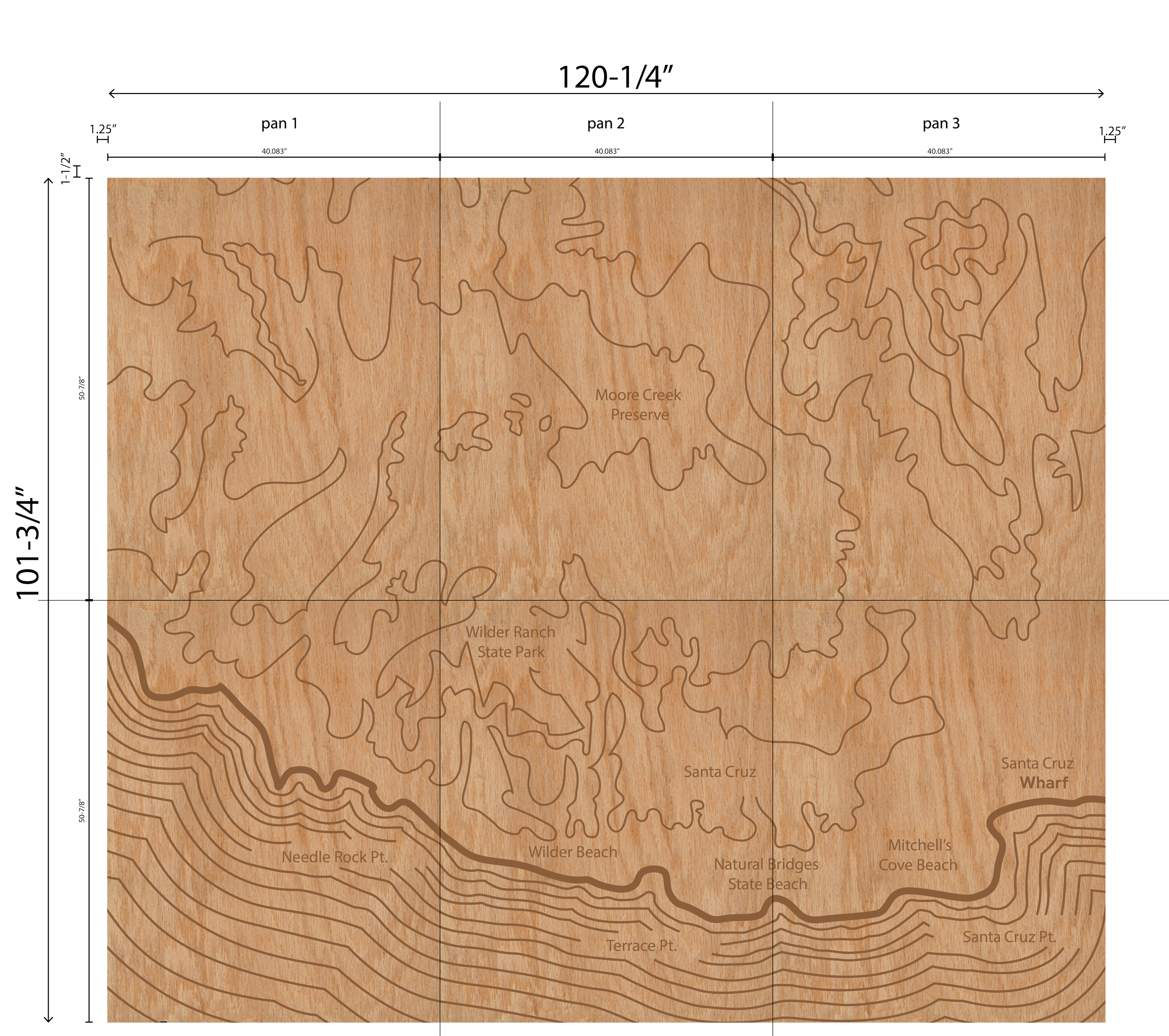 Material proof of birch wood veneer for custom dimensional signage at Google Santa Cruz, ensuring finish quality and brand alignment before production.