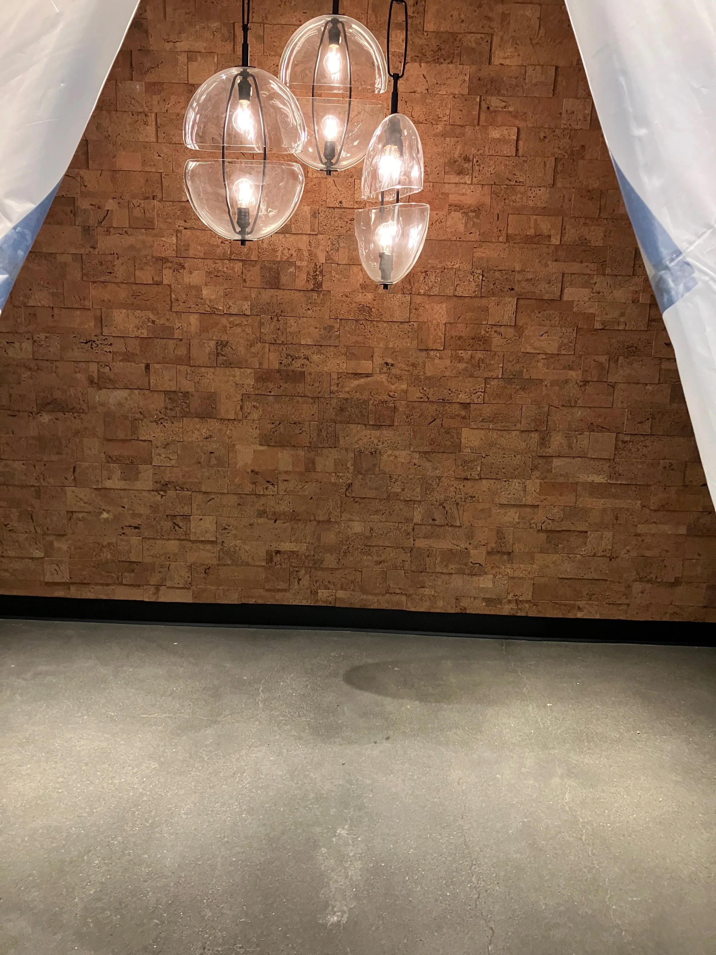 Natural cork acoustic feature wall providing sustainable sound absorption and warm texture