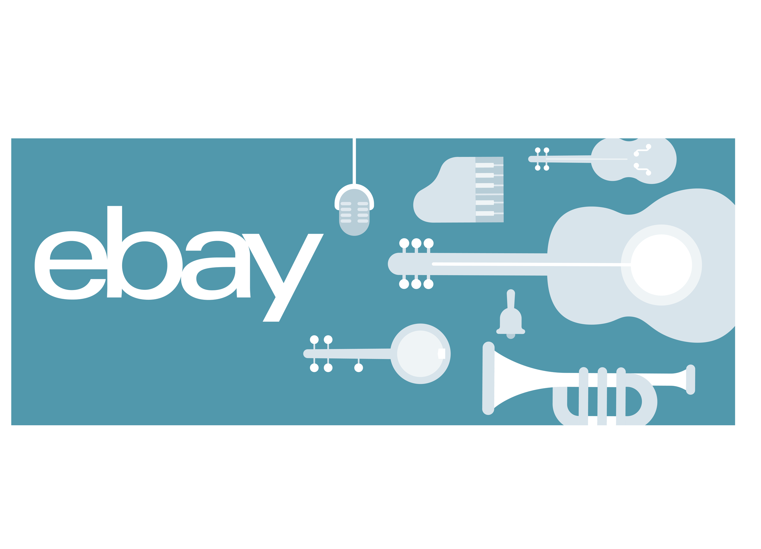 Design proof for eBay Austin glass film featuring layered instrument-themed graphics and logo layout for custom office window installation.