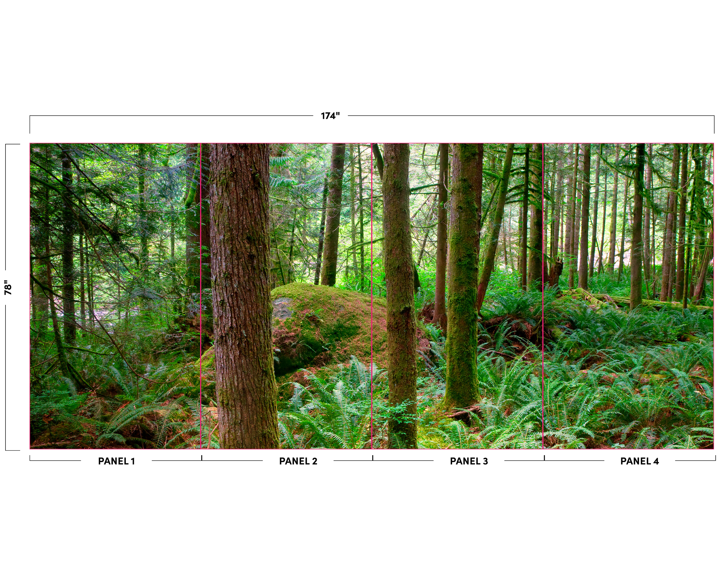 Design proof rendering for UCSF Stad Center feature wall showing custom healthcare wallcovering layout with dimensional 3D wood elements.