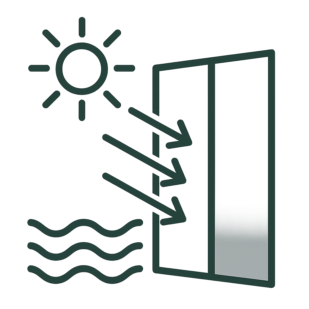 Solar and heat-control window film installed on commercial glass to reduce glare, heat, and UV exposure.