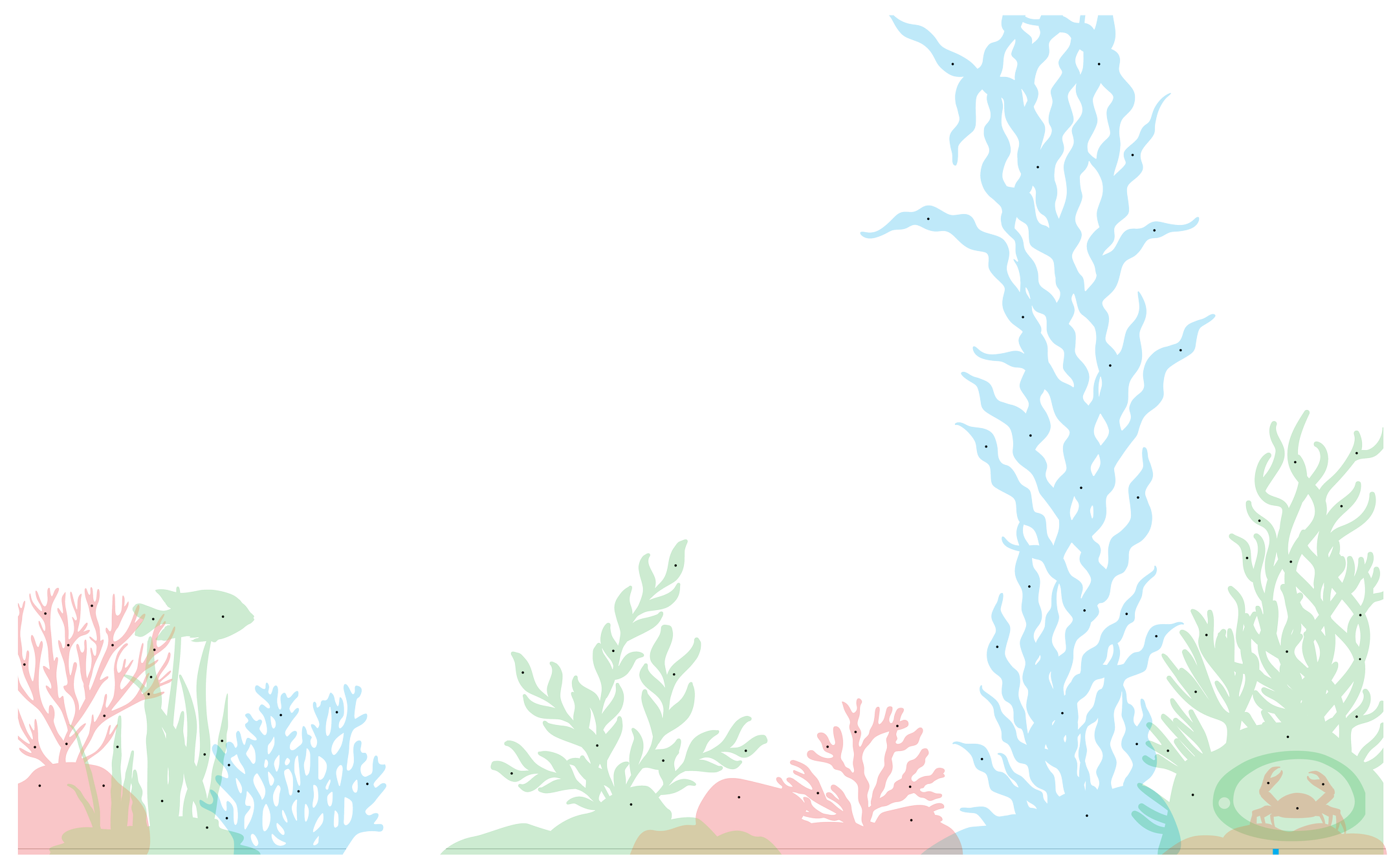 Shop drawing for UCSF Stad Center ocean-themed wallcovering detailing panel layout and installation planning for pediatric healthcare interiors.