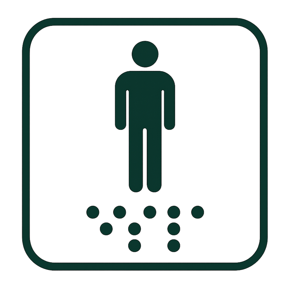 Custom ADA braille signage with tactile text installed to meet accessibility requirements in office and commercial spaces