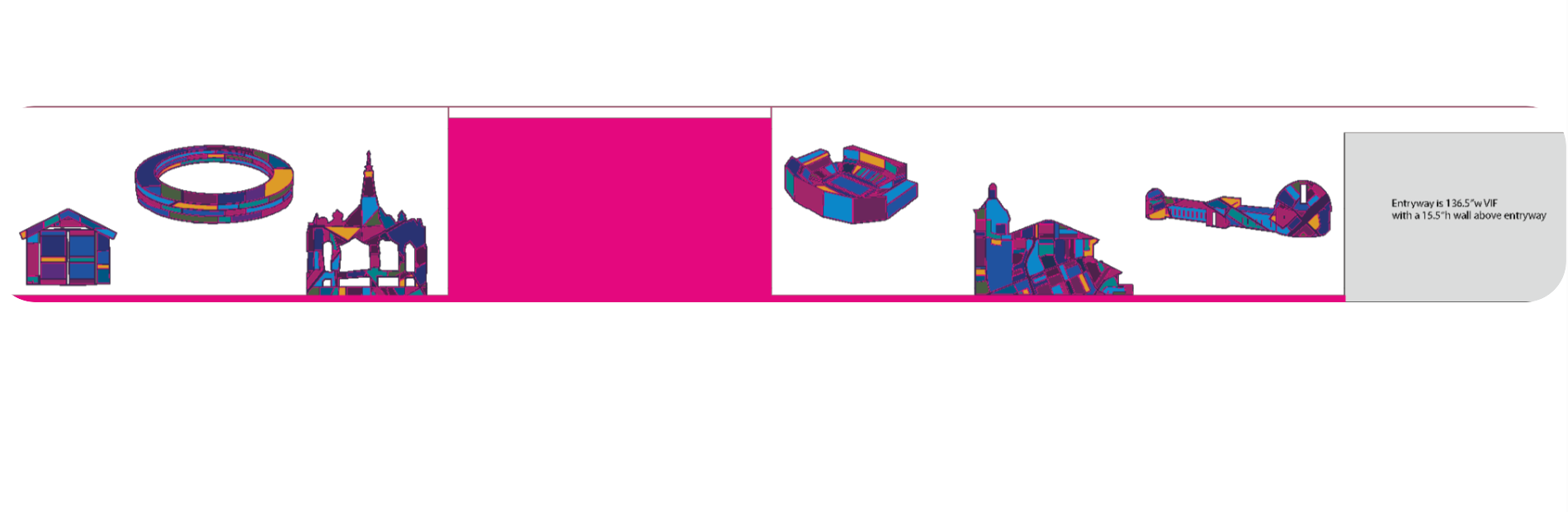 Design proof of custom 3D branded architectural elements for dimensional environmental graphics at the KPMG San Jose office.