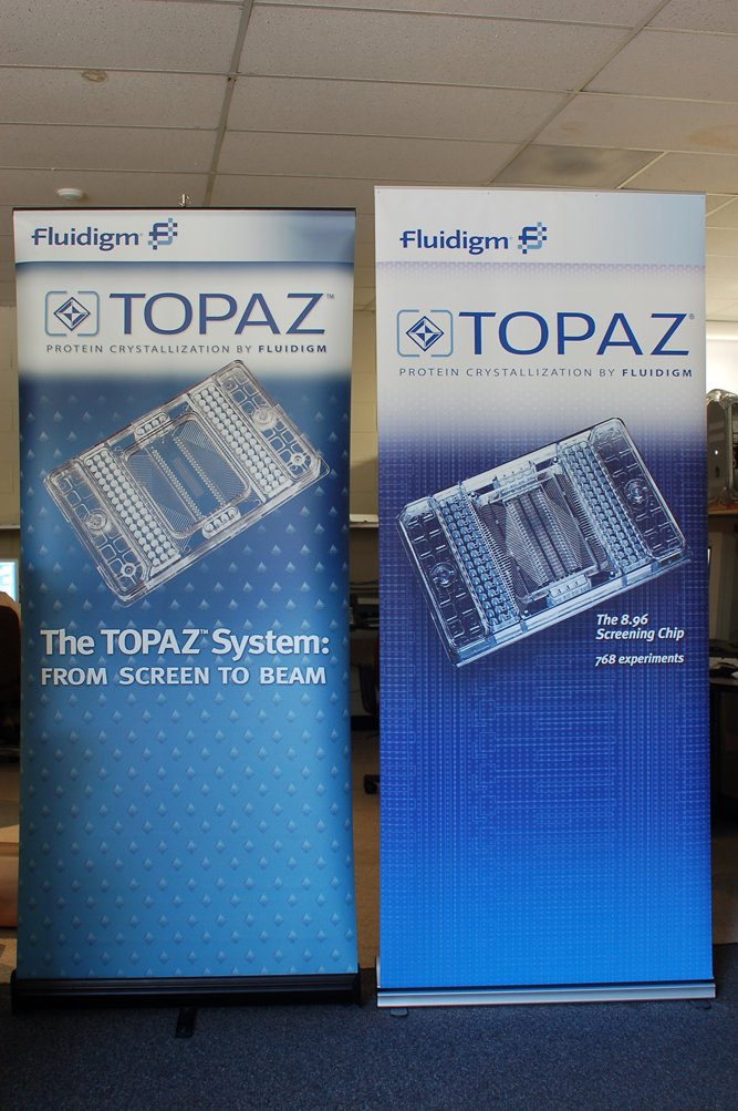 Portable branded banner displays used for corporate events and conference promotions