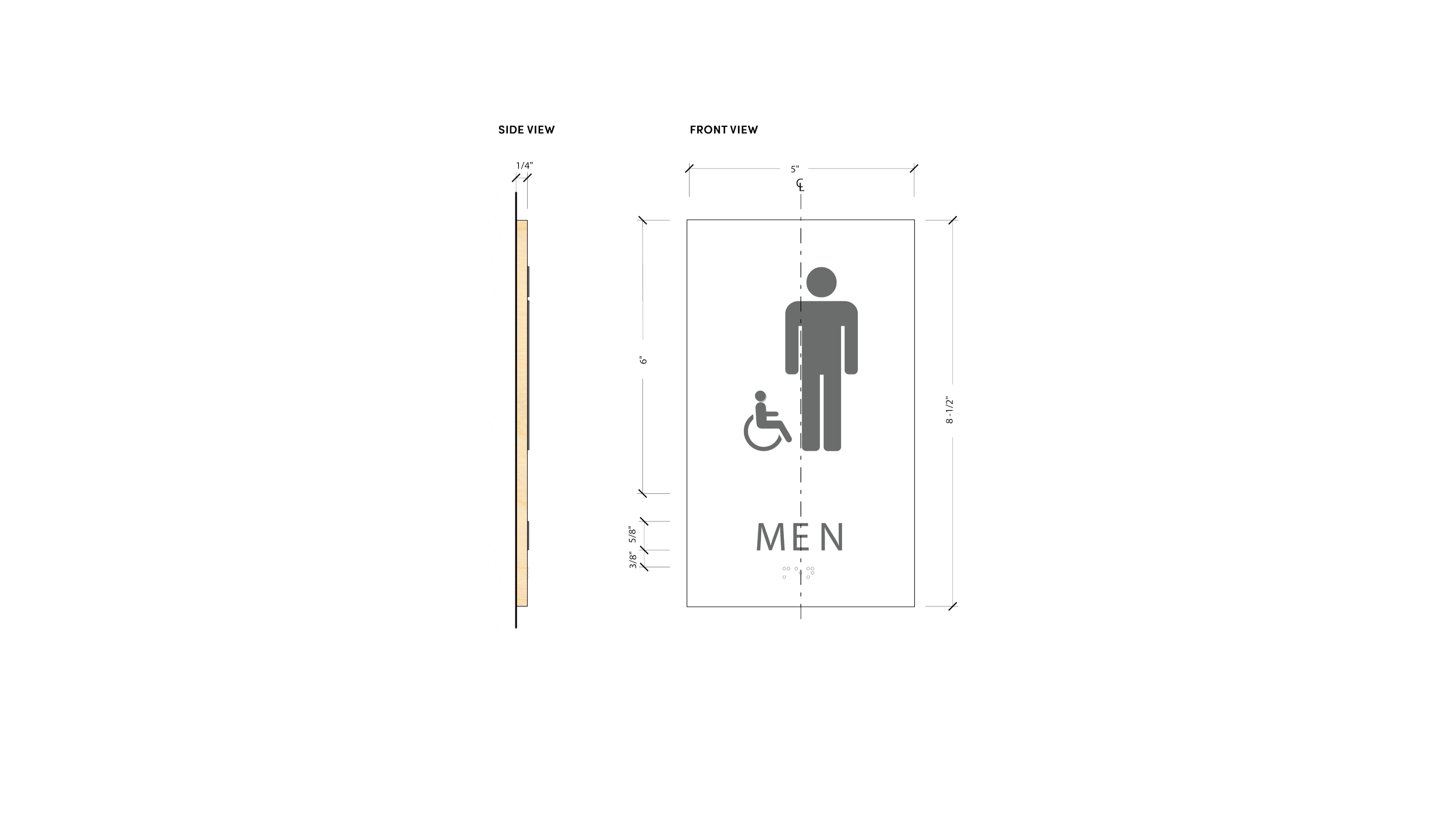 ADA restroom identification sign elevation with tactile symbols and braille for eBay Salt Lake City by JP Digital Imaging