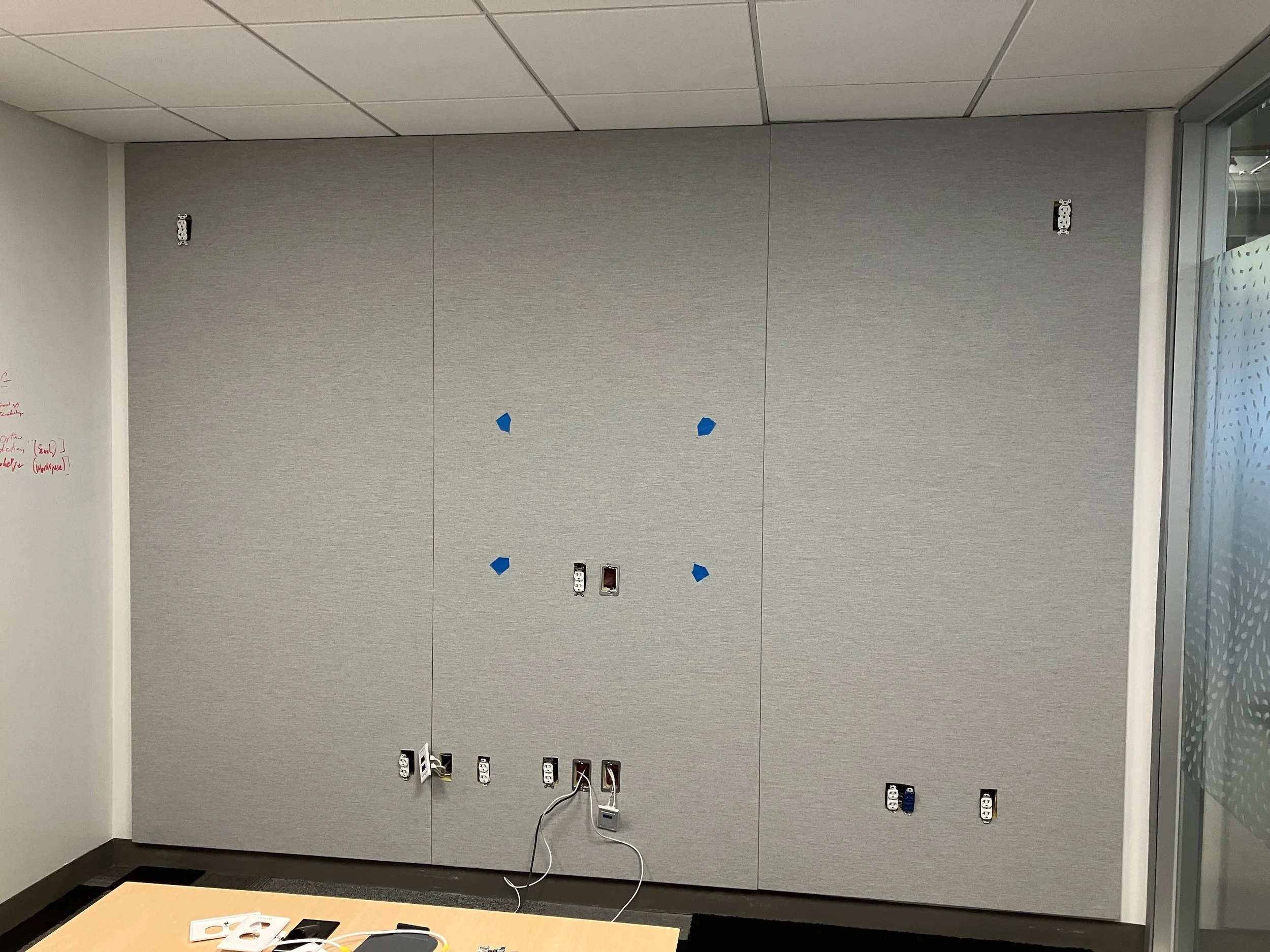 Full-height fabric acoustic wall system providing large-scale sound control in office