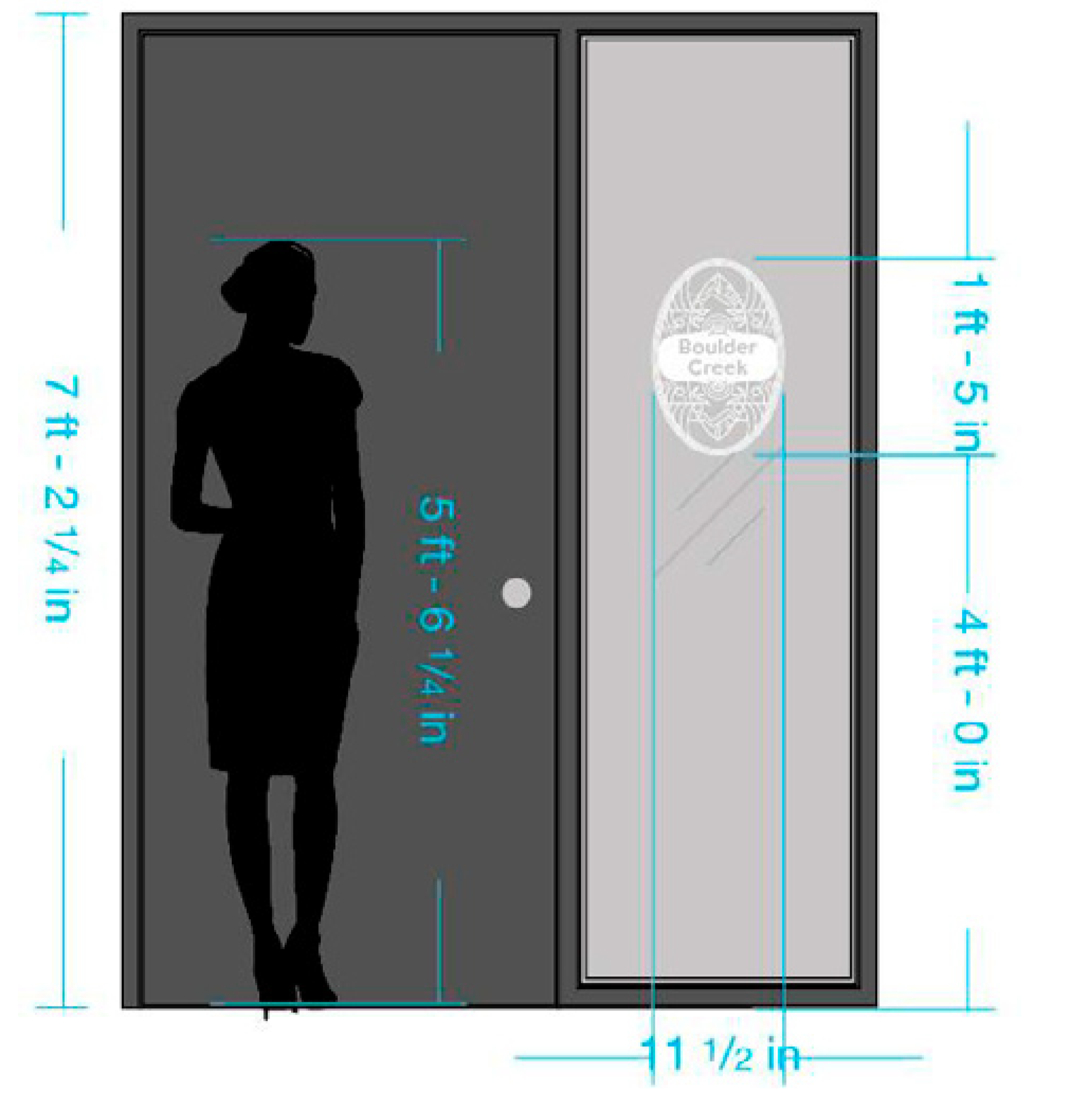 Elevation view of room identification signage at Google Santa Cruz with human scale reference, illustrating placement and visibility for interior wayfinding.