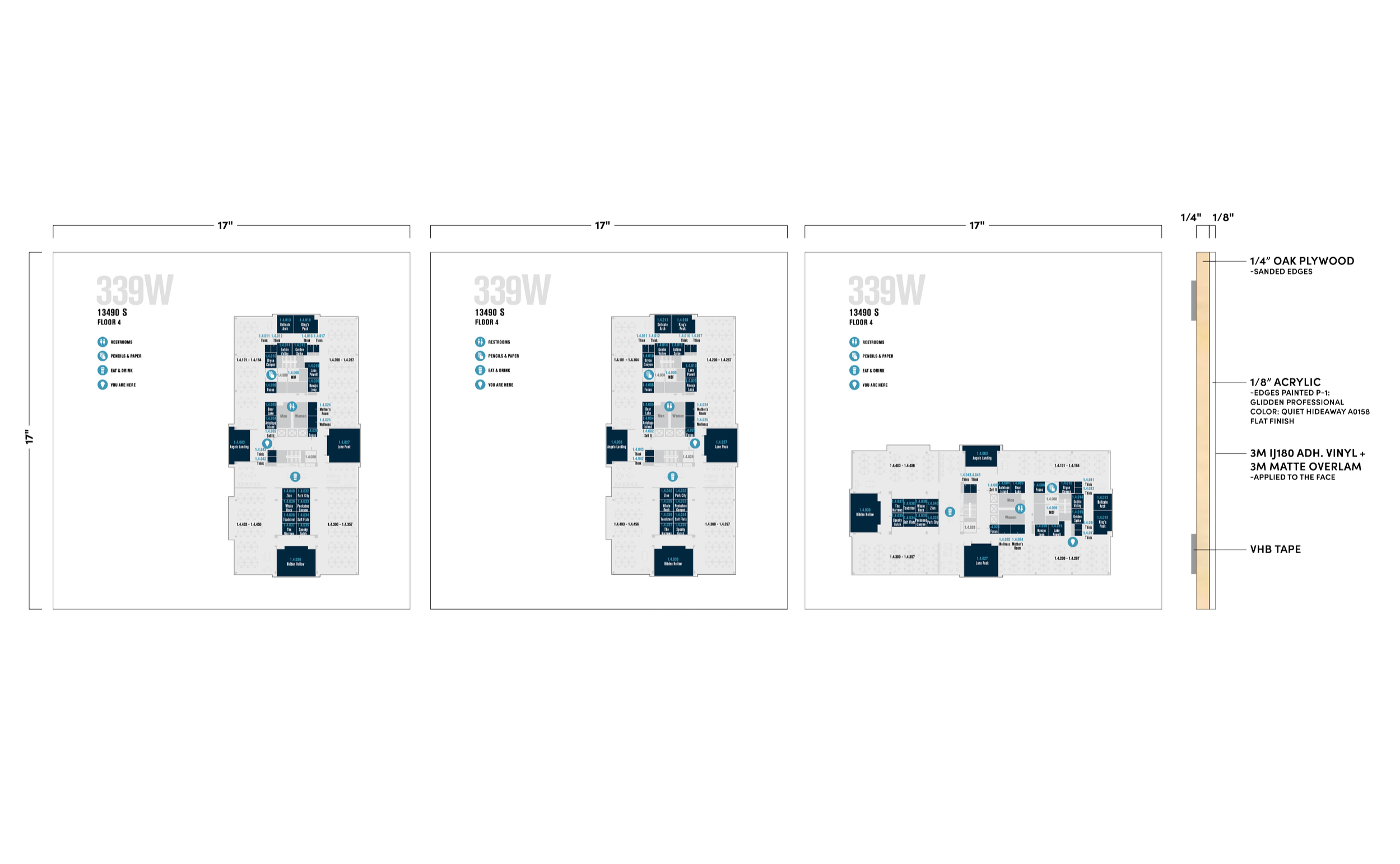 Interior wayfinding locator map layout sheet for office navigation signage at eBay Salt Lake City by JP Digital Imaging