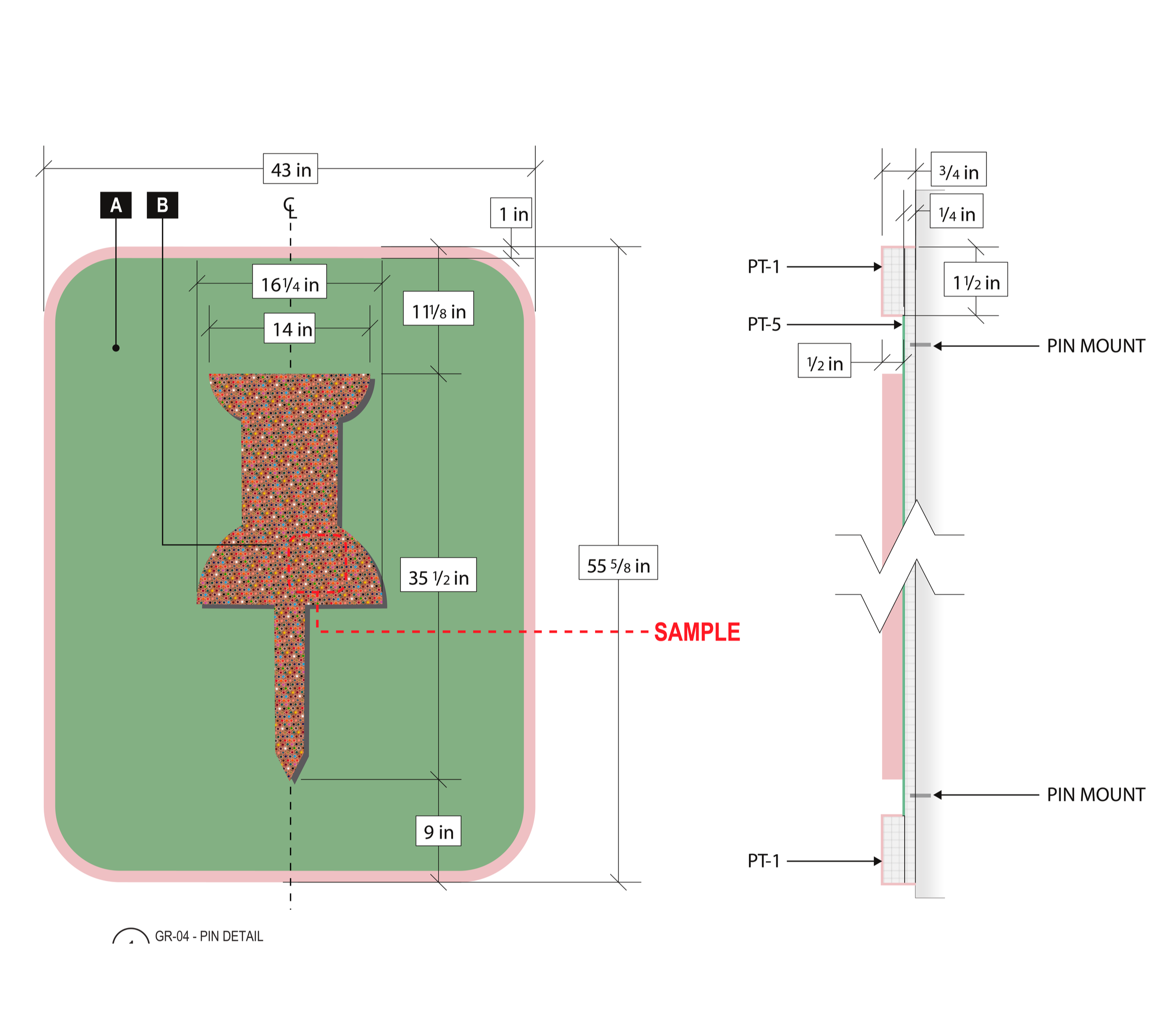 Concept mockup of branded text wall panel for Pinterest San Francisco office, designed as part of custom environmental graphics and workplace storytelling by JP Digital.