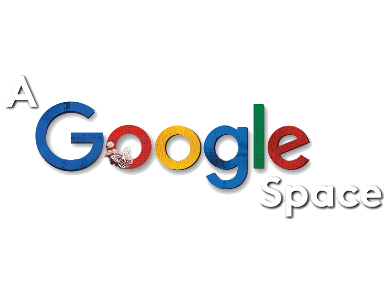 Custom dimensional Google logo installed on feature wall as environmental graphics for corporate office interior branding.