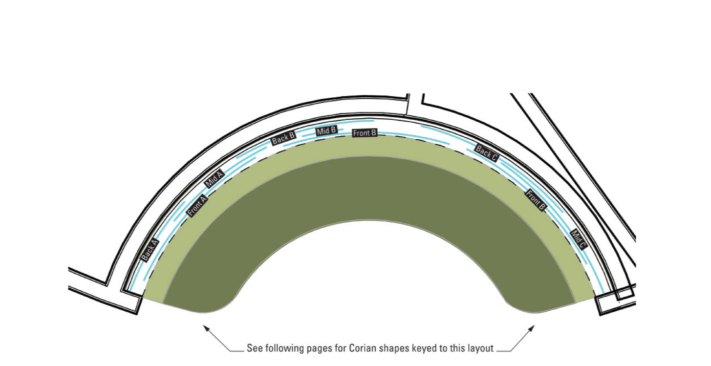 Graphics package for UCSF Stad Center featuring curved outdoor landscape imagery to create a biophilic pediatric healing environment.