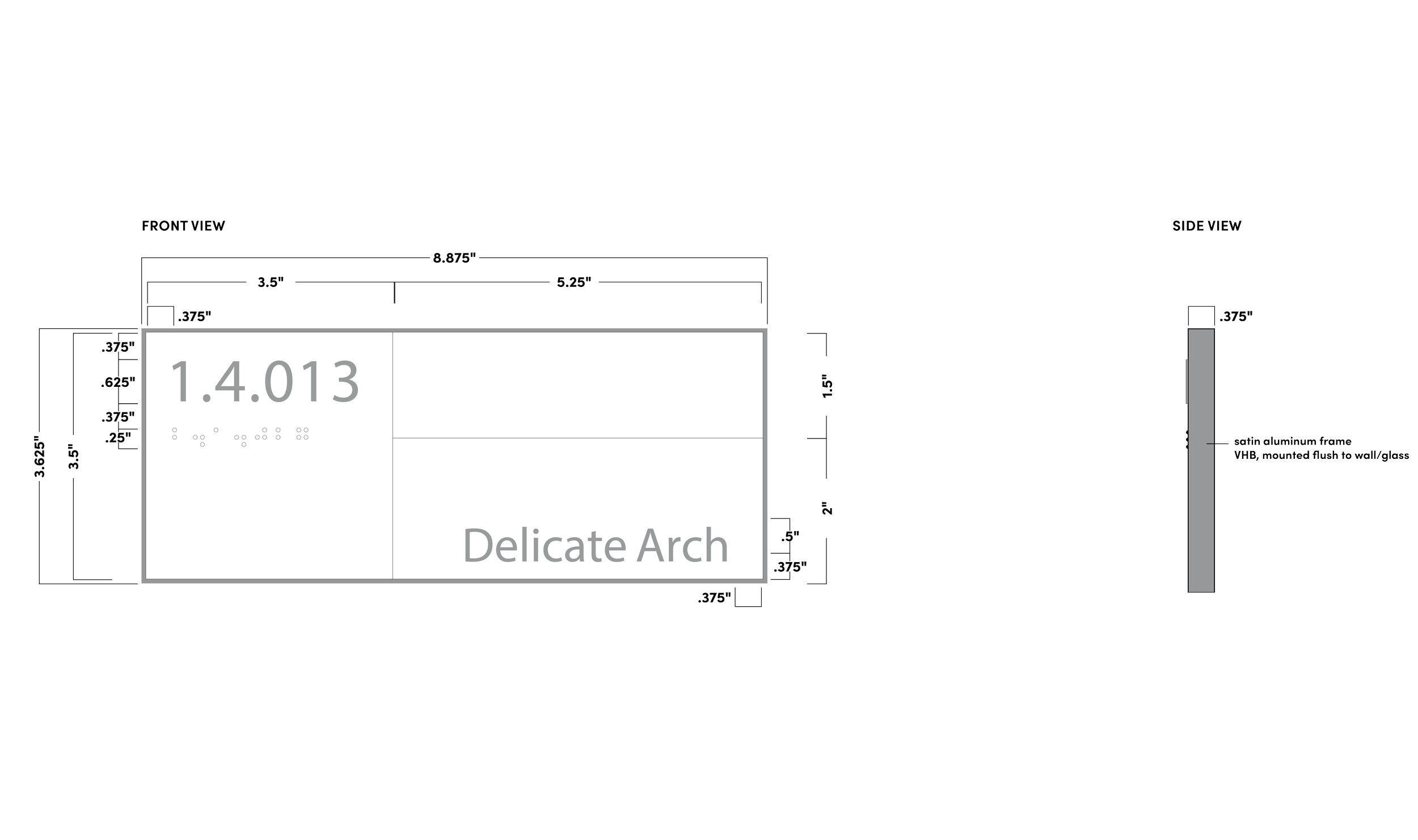 ADA-compliant room identification sign elevation with tactile lettering and braille detail for eBay Salt Lake City by JP Digital Imaging