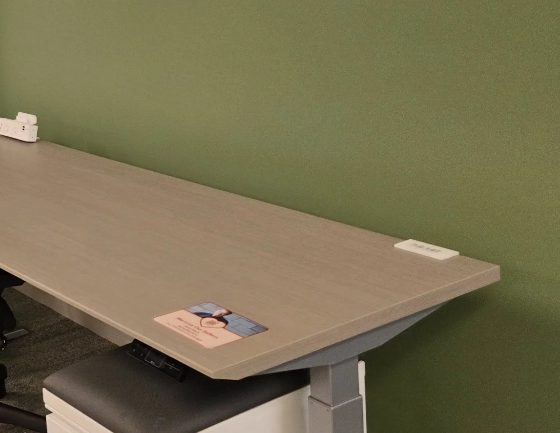 ADA workstation identification plaque installed on desk surface at eBay Salt Lake City by JP Digital Imaging