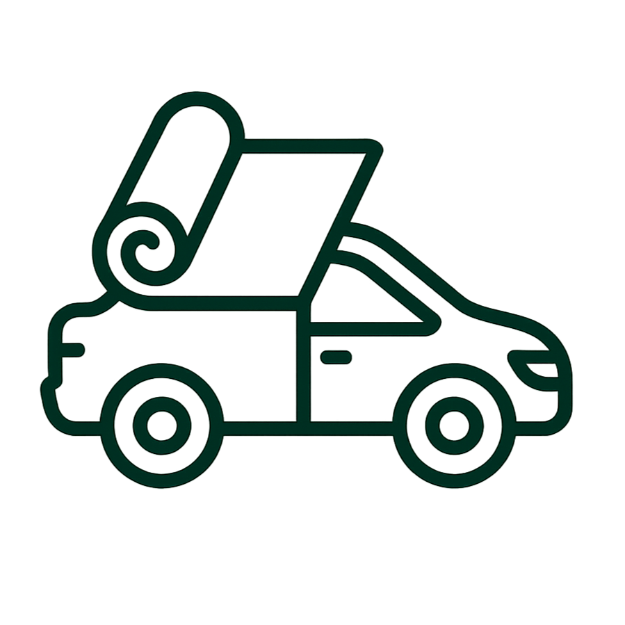 Vehicle wrap icon representing full and partial vehicle wraps, fleet graphics, and commercial mobile branding solutions