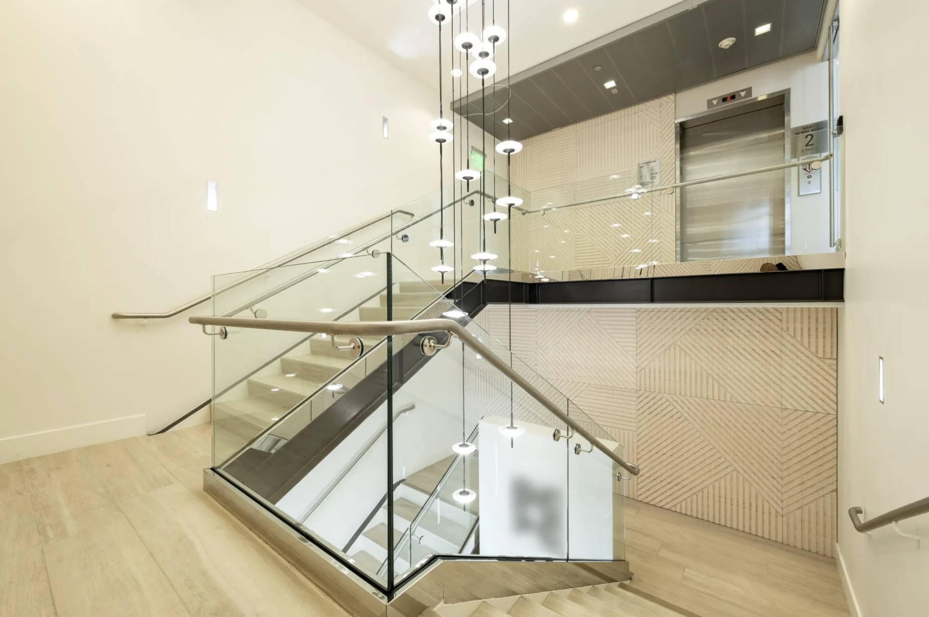 Plyboo bamboo wall panels installed as a sustainable architectural wood feature in modern commercial interior.